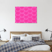 Damask botanic & herzen Hot-Rosa-Triptychdruck Leinwanddruck (Insitu (Schlafzimmer))