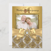Damask & Bow Foto Gold 50 Jahre Einladung (Vorderseite)