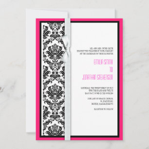 Damask Bow Hochzeitseinladung mit Hot Pink Einladung