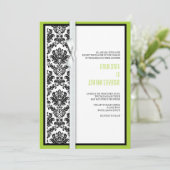 Damask Bow Wedding Einladung mit Green (Stehend Vorderseite)