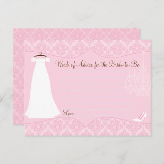 Damask Brautparty Advice card for Bride Hinweiskarte (Vorne/Hinten)