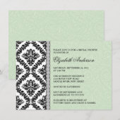 Damask Bridal Dusche Einladung Black & Green (Vorne/Hinten)