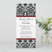 Damask Bridal Dusche Einladung Burgund Wein (Stehend Vorderseite)