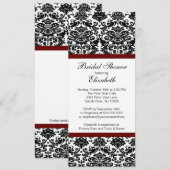 Damask Bridal Dusche Einladung Burgund Wein (Vorne/Hinten)