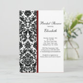 Damask Bridal Dusche Einladung Merlot Red (Stehend Vorderseite)
