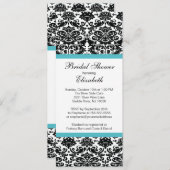 Damask Bridal Dusche Einladung Türkisblau (Vorne/Hinten)