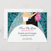 Damask Bride & Groom Save the Date Einladung (Vorne/Hinten)