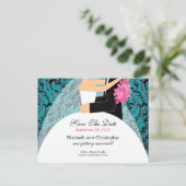 Damask Bride & Groom Save the Date Einladung (Stehend Vorderseite)