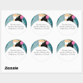 Damask Briet & Groom Address Sticker Türkis (Blatt)