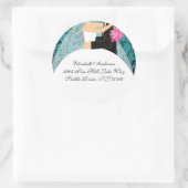 Damask Briet & Groom Address Sticker Türkis (Tasche)