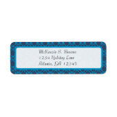Damask Bright Aqua & Navy Rücksendeadresse (Vorne)