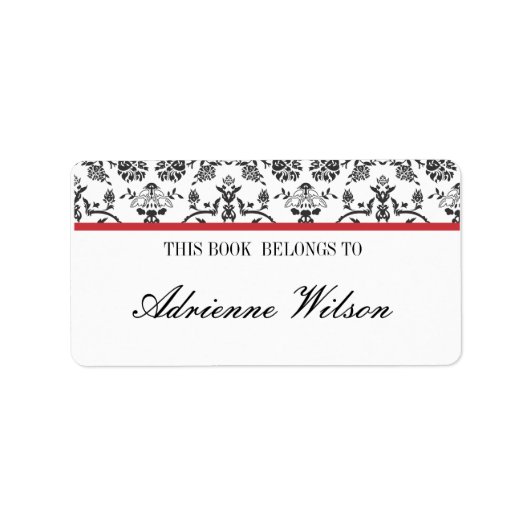 Damask Buchzeichen Adressaufkleber (Vorne)