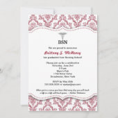 Damask Burgund Nurpinning Abschluss BSN RN Einladung (Vorderseite)