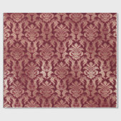 Damask Burgundy Rose Gold Royal Glitzer Burgundy Geschenkpapier (Flach)
