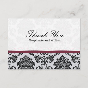 Damask Burgundy Wedding Dankeschön Card Dankeskarte