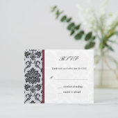 Damask Burgundy Wedding Response Card RSVP Karte (Stehend Vorderseite)