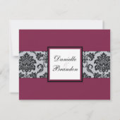Damask Burgundy Wedding Response Card RSVP Karte (Rückseite)