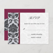 Damask Burgundy Wedding Response Card RSVP Karte (Vorne/Hinten)
