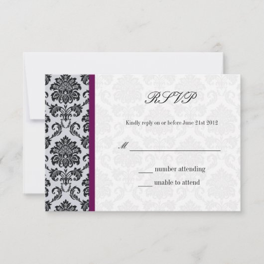 Damask Burgundy Wedding RSVP (Vorderseite)
