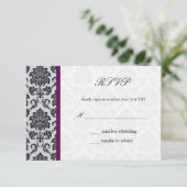 Damask Burgundy Wedding RSVP (Stehend Vorderseite)