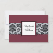 Damask Burgundy Wedding RSVP (Rückseite)