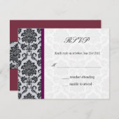 Damask Burgundy Wedding RSVP (Vorne/Hinten)