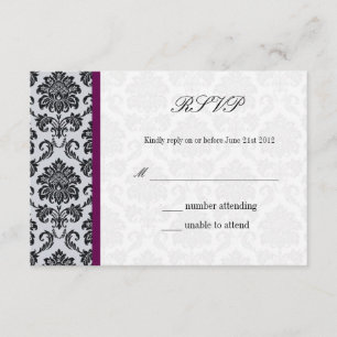 Damask Burgundy Wedding RSVP Karte