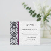 Damask Burgundy Wedding RSVP Karte (Stehend Vorderseite)