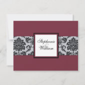 Damask Burgundy Wedding RSVP Karte (Rückseite)