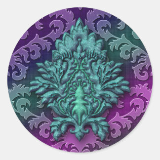 Damask Burnout Velvet, Damaskus Medallion 2 Runder Aufkleber