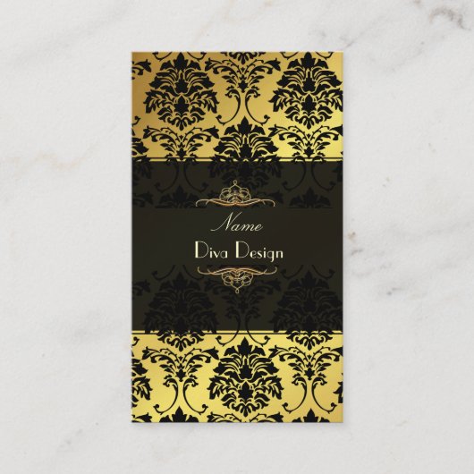 Damask BusinessCard Gold + Schwarz Visitenkarte (Vorderseite)