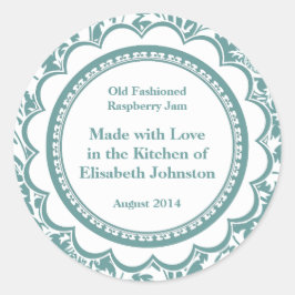 Damask Canning Labels für hausgemachte Marmeladen Runder Aufkleber