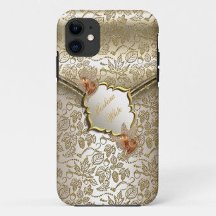 Damask Caramel Creme Beige Gold Amber B Case-Mate iPhone Hülle
