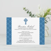 Damask Celtic Cross First Communation Einladung (Stehend Vorderseite)