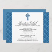 Damask Celtic Cross First Communation Einladung (Vorne/Hinten)