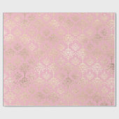 Damask Champagne Pink Royal Metallic Imitate Gold Geschenkpapier (Flach)