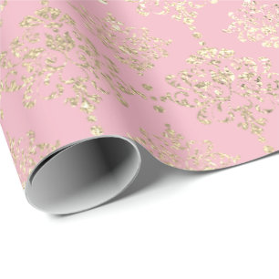 Damask Champagne Pink Royal Metallic Imitate Gold Geschenkpapier