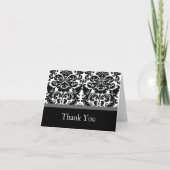 Damask Charcoal Grey Danke Note Card (Vorderseite)