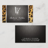 Damask / Cheetah Print / Silver Trial Visitenkarte (Vorne/Hinten)