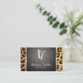 Damask / Cheetah Print / Silver Trial Visitenkarte (Stehend Vorderseite)