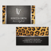 Damask Cheetah Print Silver Trimm Visitenkarte (Vorne/Hinten)