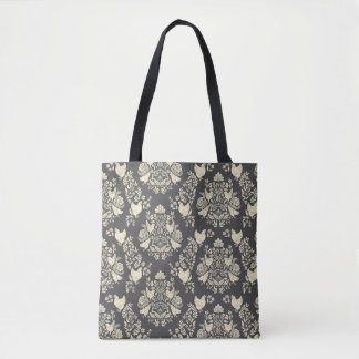 Damask Chicken & Florenz in Warm-Grau & Creme Tasche