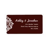 Damask Classic Elegant Mahogany Red Wedding Adressaufkleber (Vorne)