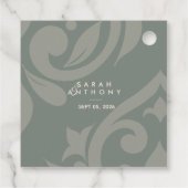 Damask Classic Elegante Olive Wedding Geschenkanhänger (Rückseite)