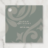 Damask Classic Elegante Olive Wedding Geschenkanhänger (Vorderseite)