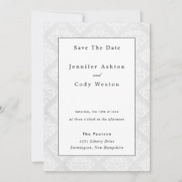 Damask Classic White Elegante Hochzeit Einladung