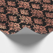 Damask Coral Copper Black Metallic Royal Floral Geschenkpapier (Ecke)