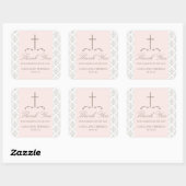 Damask Cross First Communation Quadratischer Aufkleber (Blatt)