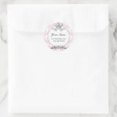 Damask Crown Address Sticker<Peach> Runder Aufkleber (Tasche)