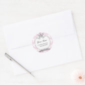 Damask Crown Address Sticker<Peach> Runder Aufkleber (Umschlag)